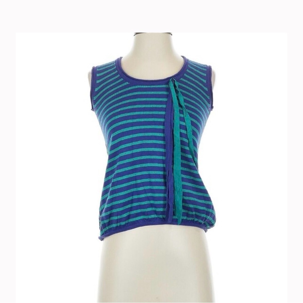 MANOUSH S Striped Sleeveless tank Top ribbons 🎀Bow Accent womens Cora knit vest